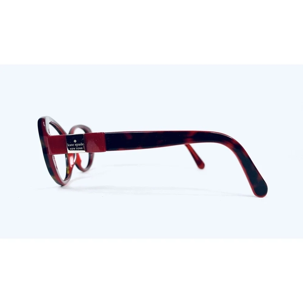 Kate Spade NY Red Tortoise Oval Lucite Glasses Bowtie Temples Chandra 53 17 135